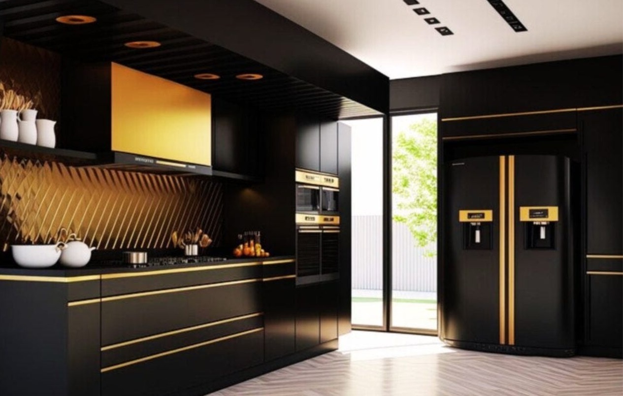 Everything that glitters is gold – gold kitchen furniture.